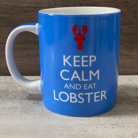 Keep Calm and Eat Lobster Old Orchard Beach Maine Blue Ceramic Mug by Cape Shore - Picture 2 of 6
